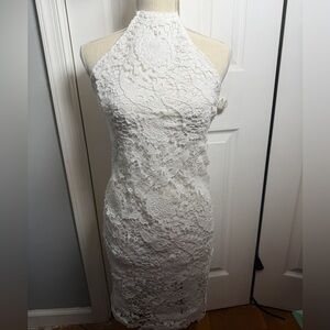 Express White Lace Backless Dress